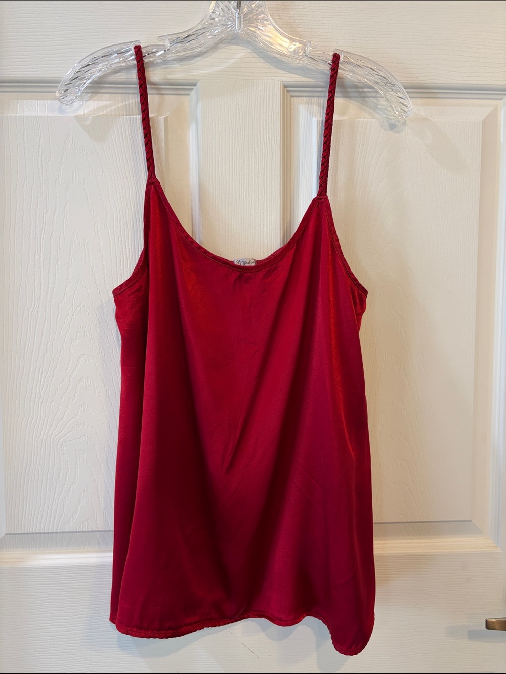 Pj Harlow Daisy Red Braided Spaghetti Strap Satin Sleep Top
